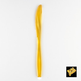 Cuchillo de Plastico PS Oro 190mm (50 Uds)