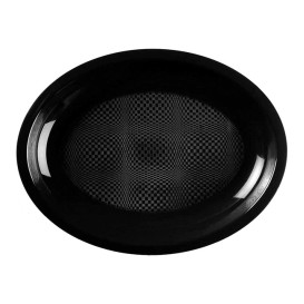 Bandeja Ovalada Negro Round PP 255x190mm (50 Uds)