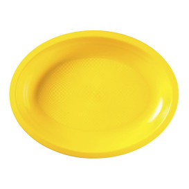 Bandeja Ovalada Amarillo Round PP 255x190mm (50 Uds)