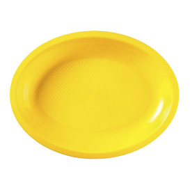 Bandeja Ovalada Amarillo Round PP 315x220mm (25 Uds)