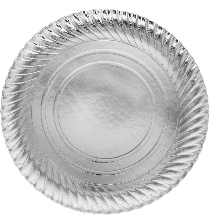 Plato de Carton Redondo Plata 300mm (100 Uds)