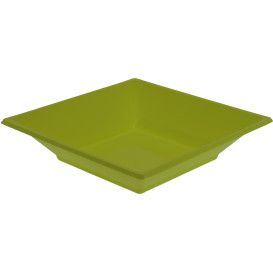 Plato de Plastico Hondo Cuadrado Pistacho 170mm (5 Uds)