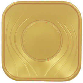 Plato de Plastico PP "X-Table" Cuadrado Oro 230mm (8 Uds)