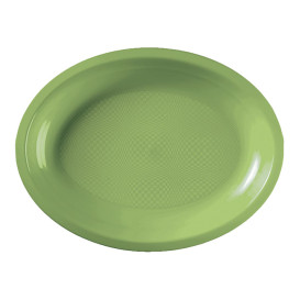 Bandeja Ovalada Verde Lima Round PP 225x190mm (600 Uds)