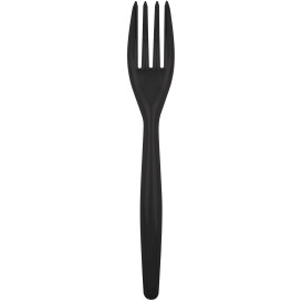 Tenedor de Plastico Easy PS Negro 180mm (20 Uds)