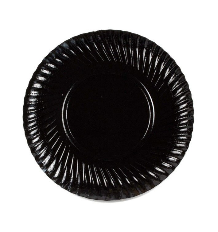 Plato de Carton Redondo Negro 250 mm (100 Uds)