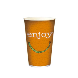 Vaso de Cartón para Bebidas Frías 22 Oz/ 680 ml Modelo "Enjoy" (50 Uds)