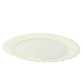 Plato de Carton Redondo Blonda Blanco 20 cm (50 Uds)