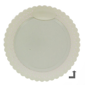 Plato de Carton Redondo Blonda Blanco 20 cm (50 Uds)