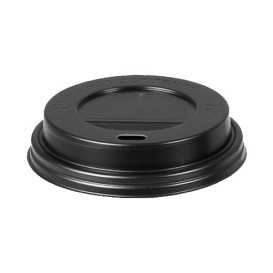 Tapa Travel con Agujero PS para Vaso Cartón 7Oz Negra Ø7,2cm (100 Uds)