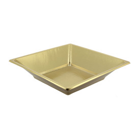 Plato de Plastico Hondo Cuadrado Oro 180mm (25 Uds)