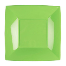 Plato Llano Reutilizable PP Verde Lima Nice 18cm (25 Uds)