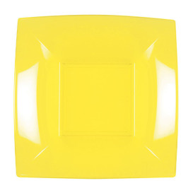 Plato Llano Reutilizable PP Amarillo Nice 18cm (25 Uds)