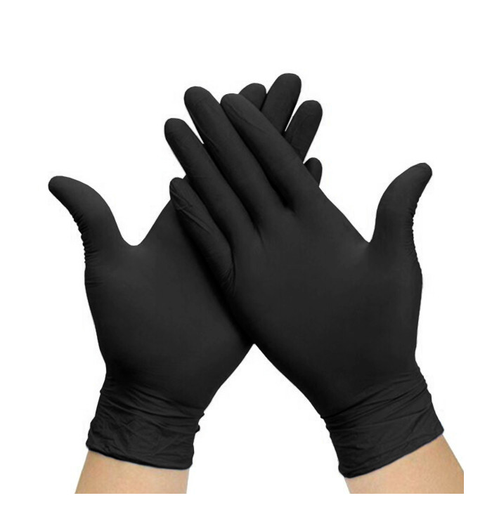 Guantes de Nitrilo Sin Talco Negro Talla M AQL 1.5 (100 Uds)