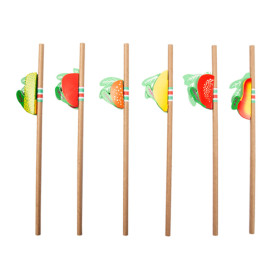 Pajita Recta Papel Surtido Frutas Ø6mm 23cm (24 Uds)