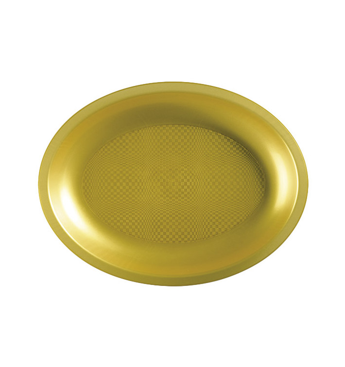 Bandeja Reutilizable PP Ovalada Round Oro  25,5x19cm (25 Uds)