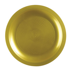 Plato Reutilizable PP Llano Oro Round  Ø18,5cm (25 Uds)