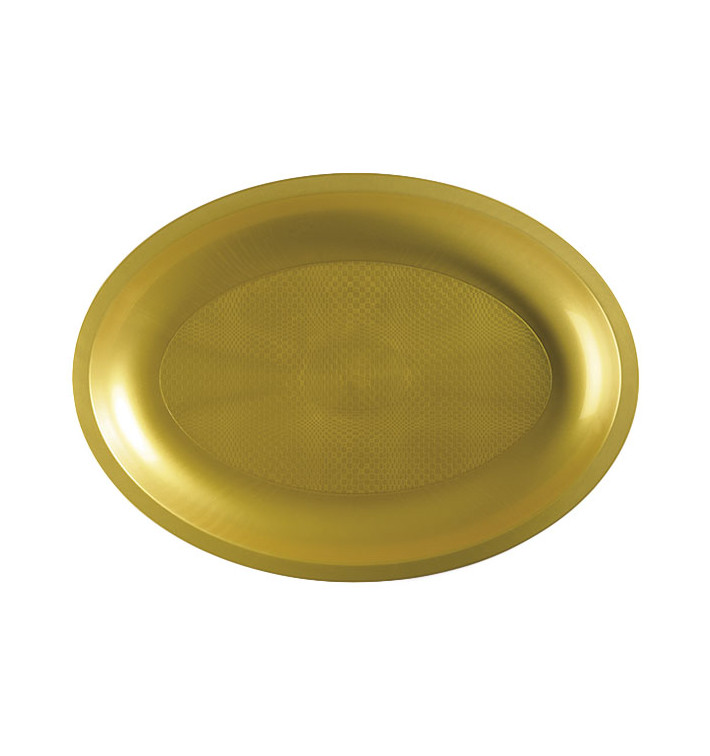 Bandeja Reutilizable PP Ovalada Round Oro  31,5x22cm (10 Uds)