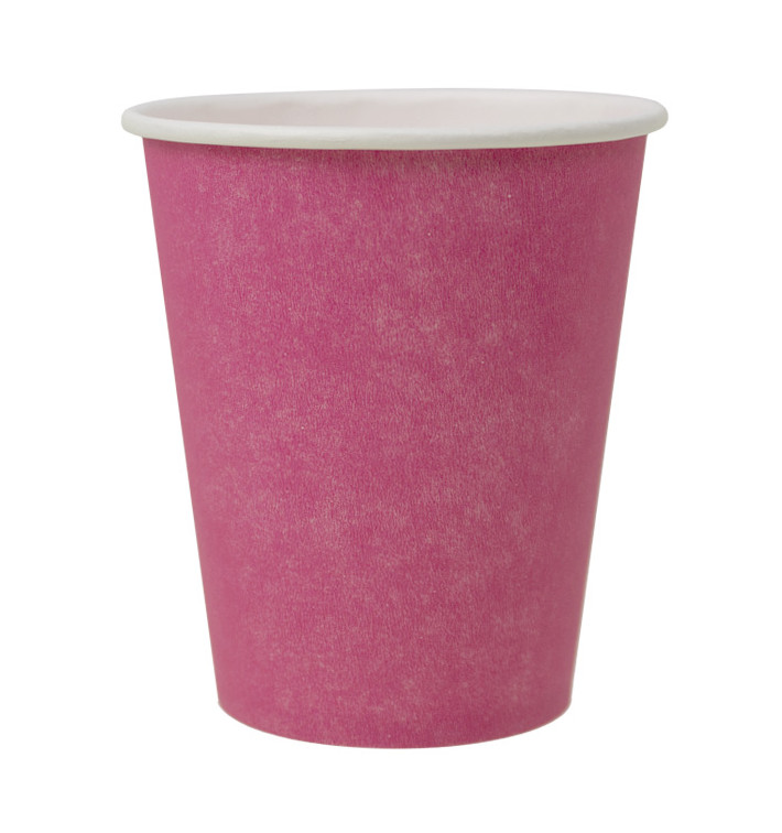 Vaso Cartón Plastic Free 9 Oz/250ml "Colores" Rosa Ø8,0cm (20 Uds)