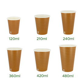 Vaso Cartón Plastic Free 16 Oz/480ml "Caramelo" Ø9cm (50 Uds)