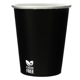 Vaso Cartón Plastic Free 7 Oz/210ml Negro Ø7,0cm (50 Uds)