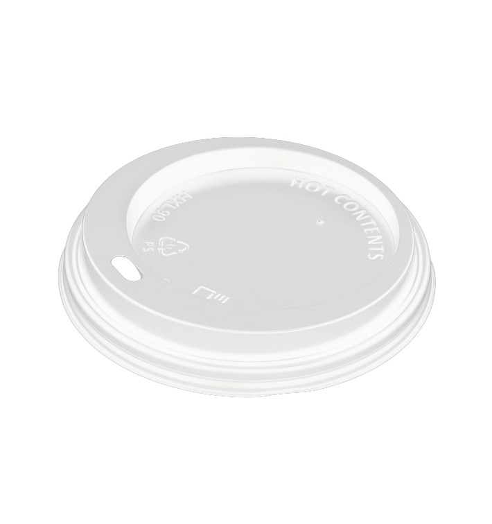 Tapa Travel con Agujero PS para Vaso Cartón Blanca Ø9,0cm (100 Uds)