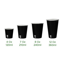 Vaso Cartón Plastic Free 4 Oz/120ml Negro Ø6,2cm (100 Uds)