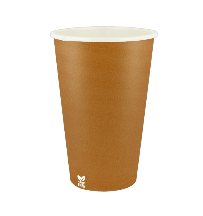 Vaso Cartón Plastic Free 16 Oz/480ml "Caramelo" Ø9,0cm (50 Uds)