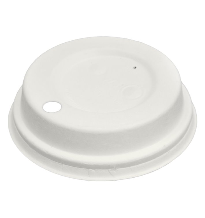 Tapa Travel con Agujero Fibra Moldeada Blanca Ø8cm (60 Uds)