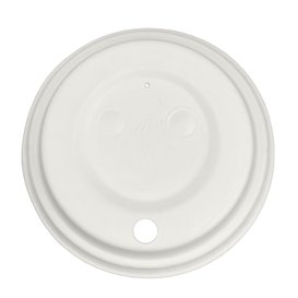 Tapa Travel con Agujero Fibra Moldeada Blanca Ø8cm (60 Uds)