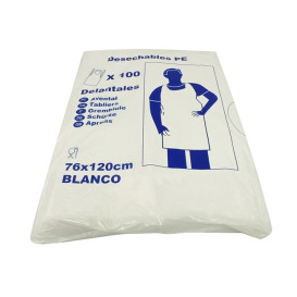 Delantal Polietileno G80 76x120cm Blanco (100 Uds)