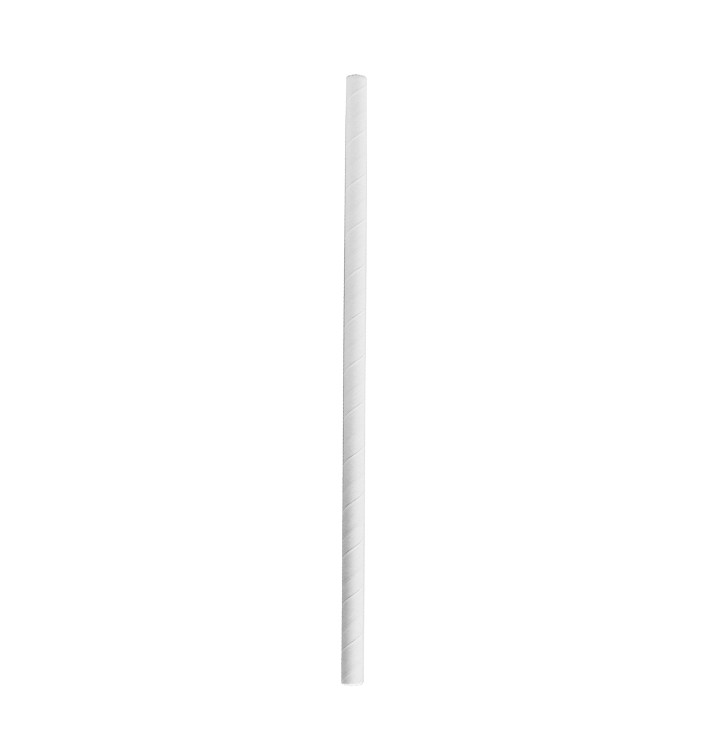 Pajita Recta de Papel Blanco Smoothie Ø8mm 24cm (100 Uds)